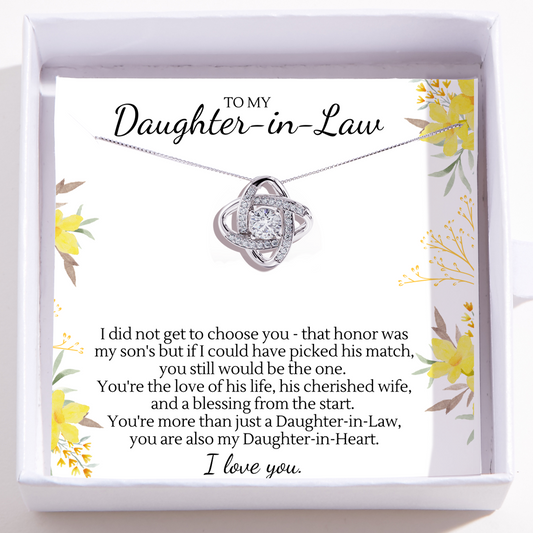 To My Daughter-In-Law - Love Knot Necklace - Daughter-In-Heart