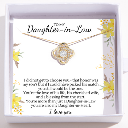 To My Daughter-In-Law - Love Knot Necklace - Daughter-In-Heart