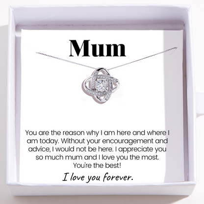 To Mum - Love Knot Necklace For Mum - Best Mum Ever