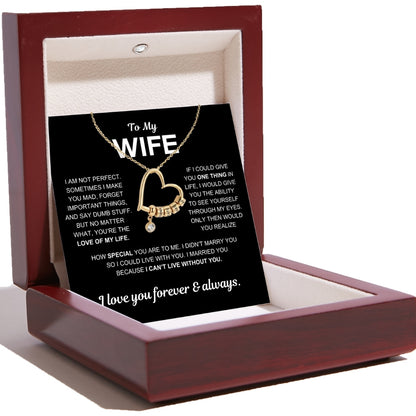 Charming Heart Necklace with Engraved Name Beads for Wife