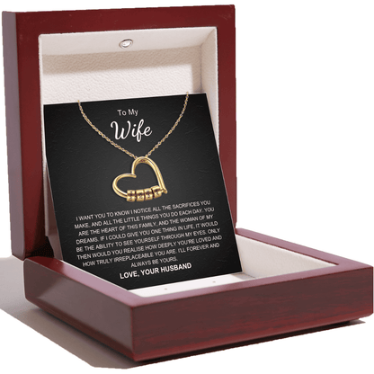 Charming Heart Necklace with Engraved Name Beads
