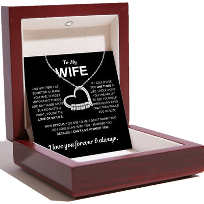 Charming Heart Necklace with Engraved Name Beads for Wife