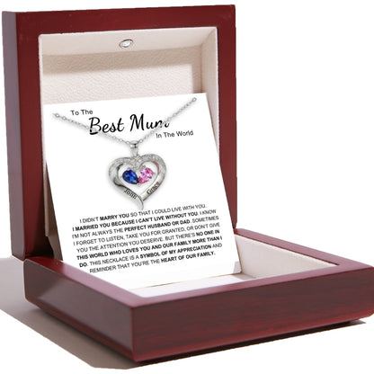 To The Best Mum - Together Forever Birthstone Heart Necklace