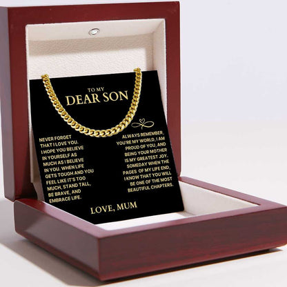 To My Dear Son Necklace - Cuban Link Chain - I Am Proud Of You