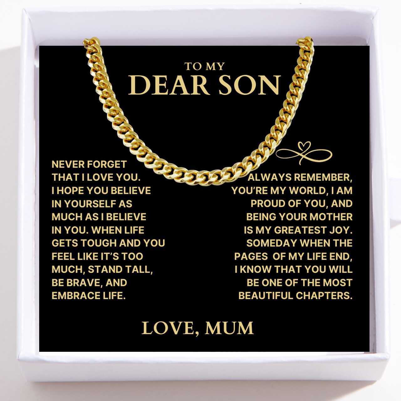 To My Dear Son Necklace - Cuban Link Chain - I Am Proud Of You