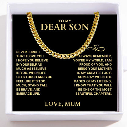 To My Dear Son Necklace - Cuban Link Chain - I Am Proud Of You