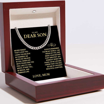 To My Dear Son Necklace - Cuban Link Chain - I Am Proud Of You