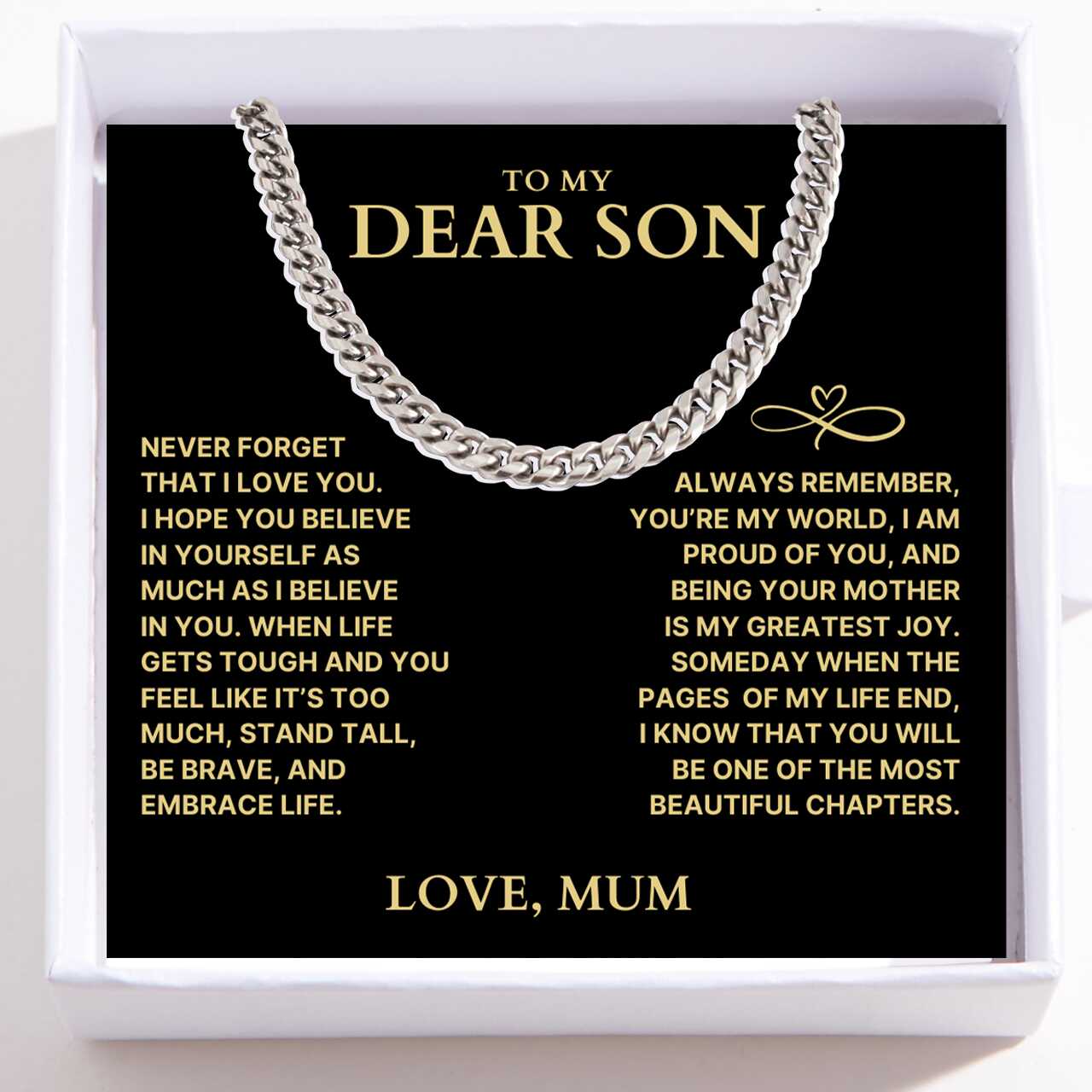 To My Dear Son Necklace - Cuban Link Chain - I Am Proud Of You