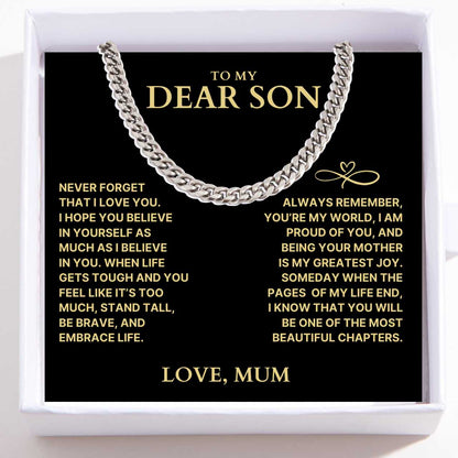 To My Dear Son Necklace - Cuban Link Chain - I Am Proud Of You