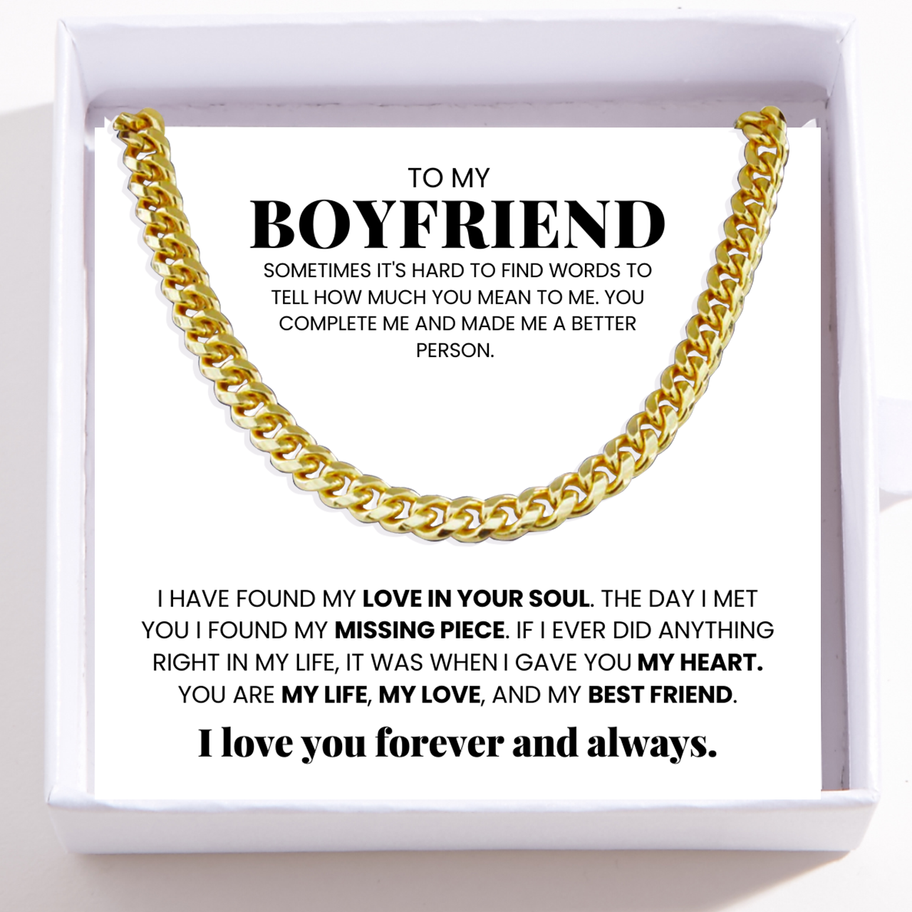 To My Boyfriend - Cuban Link Chain - My Life, My Love, My Bestfriend