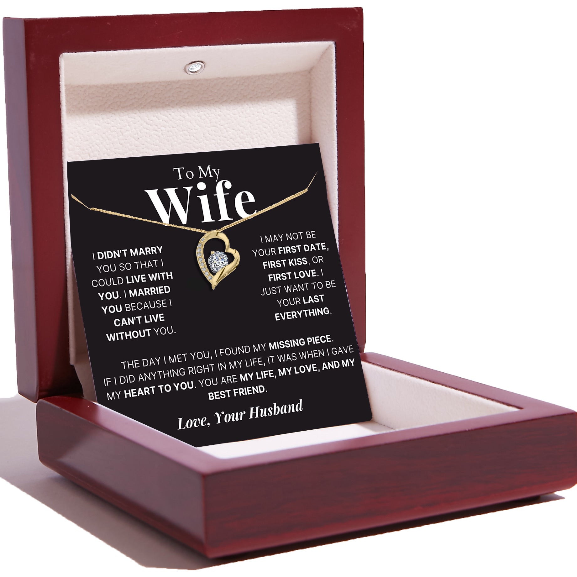 To My Wife - Love Heart Necklace - Your My Last Everything