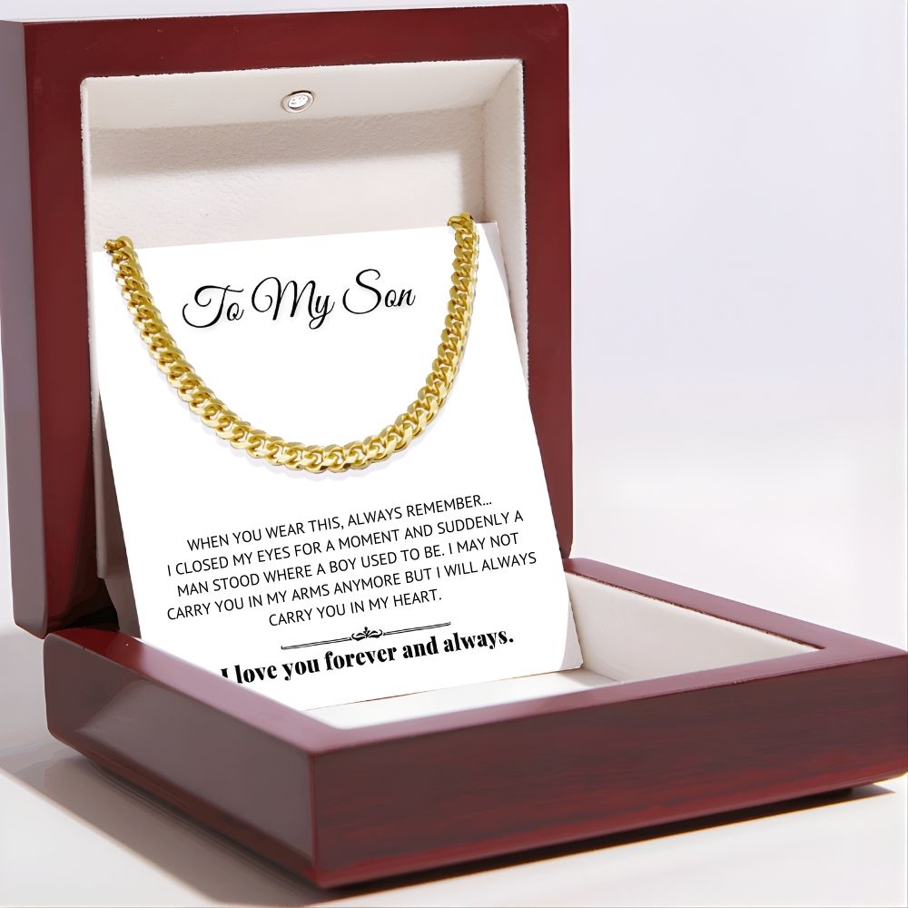 To My Son Necklace - Cuban Link Chain - Always In My Heart