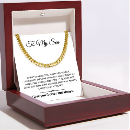 To My Son Necklace - Cuban Link Chain - Always In My Heart