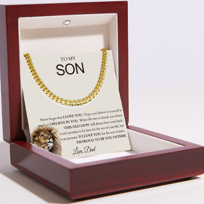 To My Dear Son Necklace - Cuban Link Chain - I Am Proud Of You