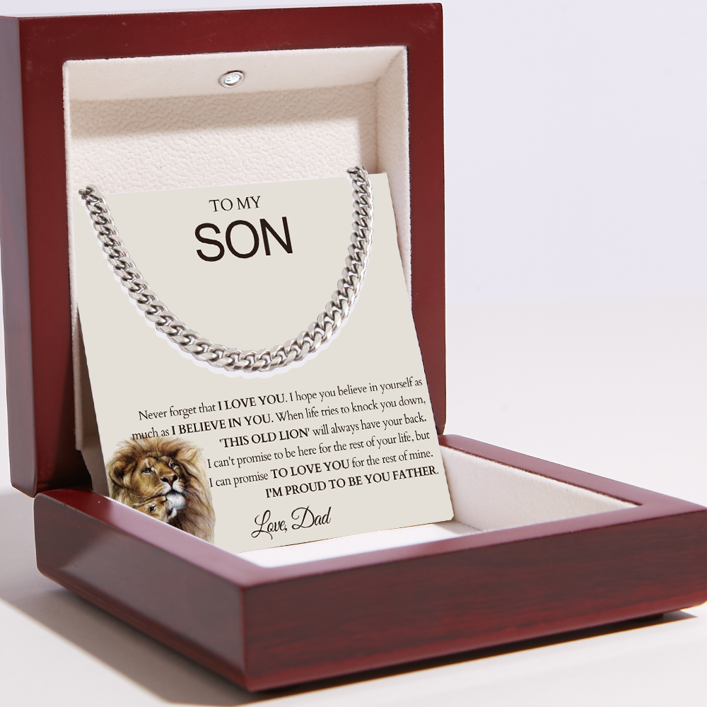 To My Dear Son Necklace - Cuban Link Chain - I Am Proud Of You