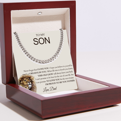 To My Dear Son Necklace - Cuban Link Chain - I Am Proud Of You