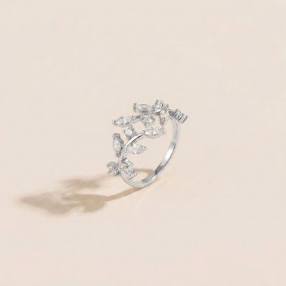 Crystal Leaf Ring