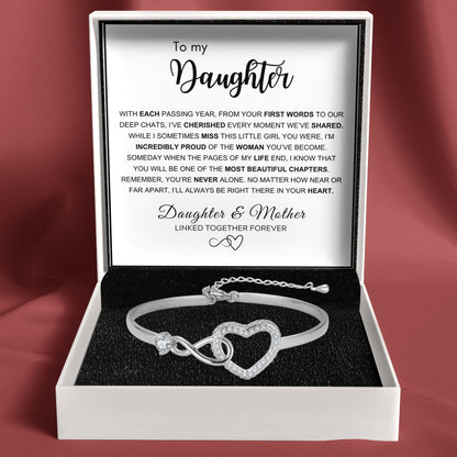 To My Daughter - Infinity Heart Bracelet - Forever Linked Together