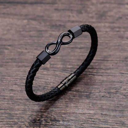 To My Grandson 'Love you forever' Engraved Infinity Braided Bracelet