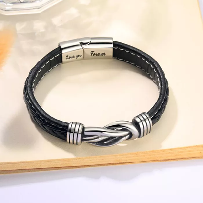 To My Man 'Forever Linked Together' Braided Leather Bracelet