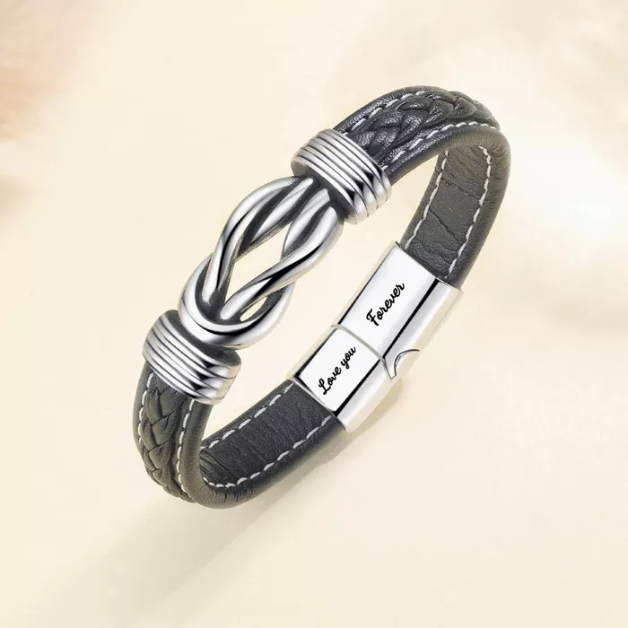 To My Man 'Forever Linked Together' Braided Leather Bracelet