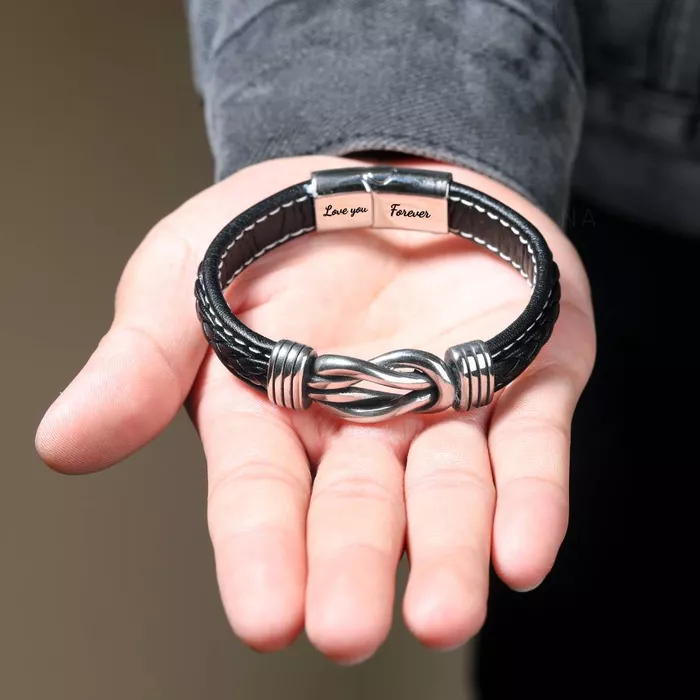 To My Man 'Forever Linked Together' Braided Leather Bracelet