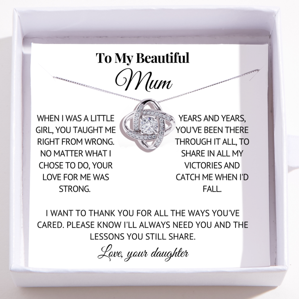 To Mum - Love Knot Necklace For Mum - Love, Your Daughter