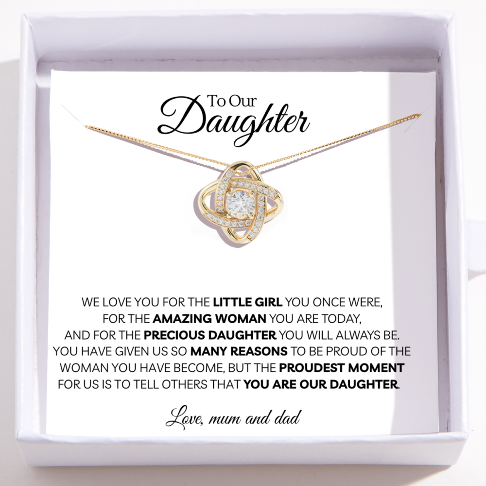 Daughter Necklace from Mum and Dad - Love Knot Pendant - Meaningful Gift From Parents