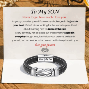 To My Son - 'Forever Linked Together' Braided Leather Bracelet