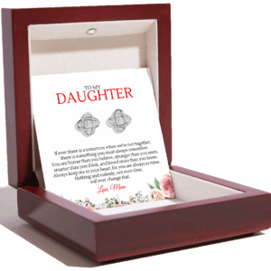 Love Knot Earrings For Daughter – Something You Must Always Remember - Sterling Silver, Luxury Mahogany Box w/LED