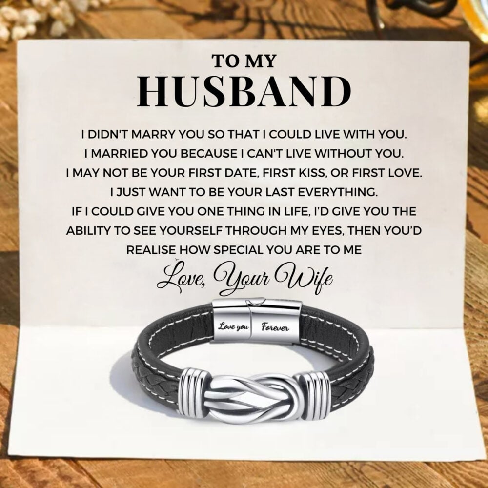 To My Man 'Forever Linked Together' Braided Leather Bracelet