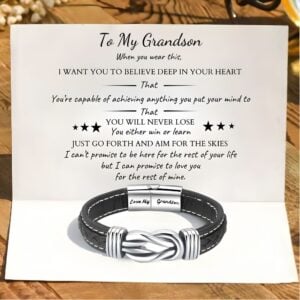 To My Grandson - Forever Linked Together Braided Leather Bracelet