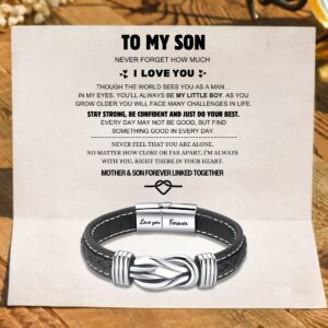 To My Son - 'Forever Linked Together' Braided Leather Bracelet