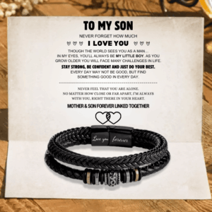 Mother And Son ‘Forever Linked Together’ Engraved Bracelet Gift Set