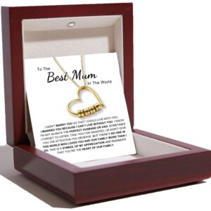 Charming Heart Necklace with Engraved Name Beads For Mum