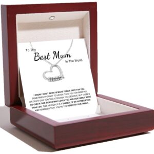 Charming Heart Necklace with Engraved Name Beads For Mum