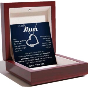 Charming Heart Necklace with Engraved Name Beads For Mum
