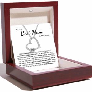 Charming Heart Necklace with Engraved Name Beads For Mum