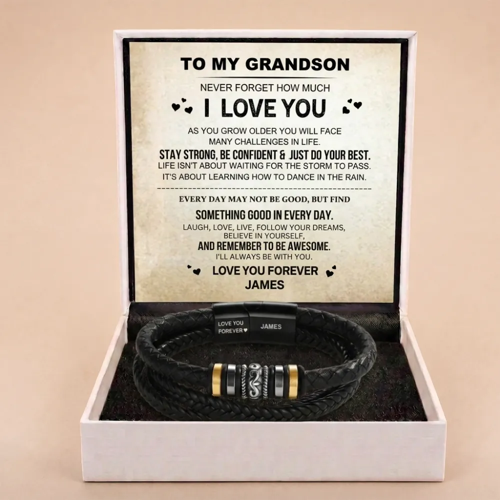To My Grandson - 'Love You Forever' Personalised Name Bracelet