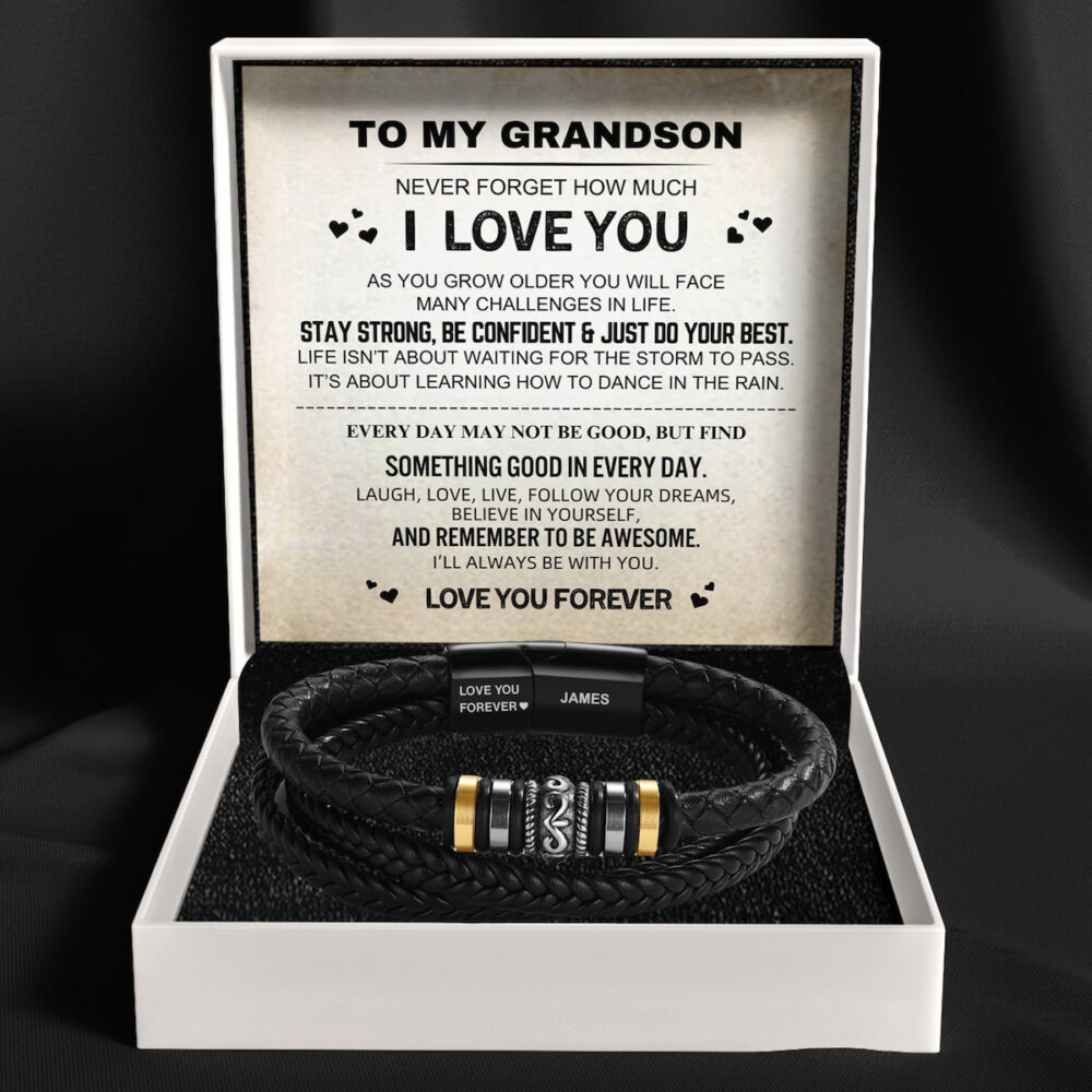 To My Grandson - 'Love You Forever' Personalised Name Bracelet