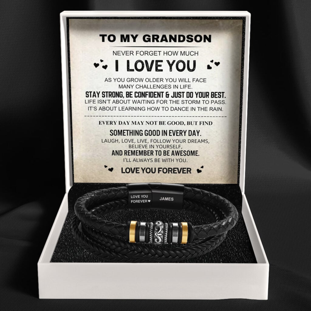 To My Grandson - 'Love You Forever' Personalised Name Bracelet