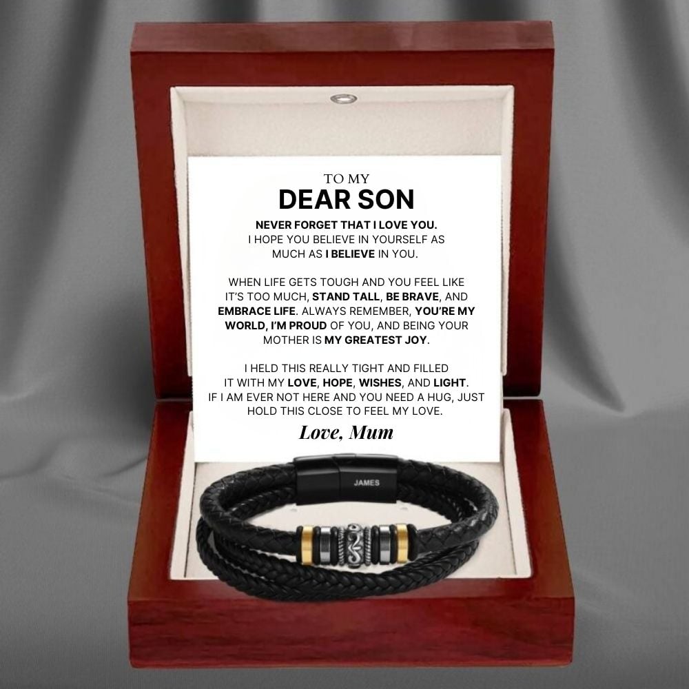 To My Dear Son - 'Love You Forever' Personalised Name Bracelet