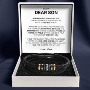 To My Dear Son - 'Love You Forever' Personalised Name Bracelet