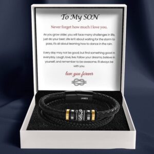 To My Son - 'Love You Forever' Personalised Name Bracelet