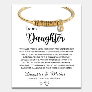 To My Daughter - Open Bangle Name Bracelet with Personalised Beads