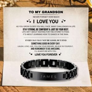 Custom ID Bar Bracelet For Grandson