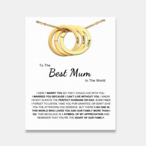 Best Mum In The World - Interlocking Rings Necklace with Personalised Names