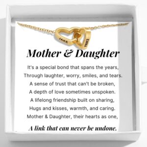 Mother & Daughter - Interlocking Hearts Name Necklace