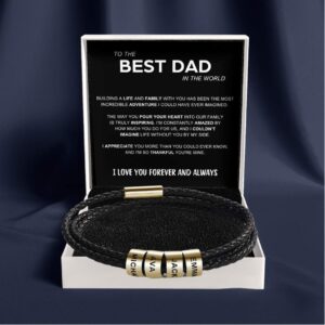 Best Dad In The World - Inner Circle Timeless Bracelet with Engraved Name Beads