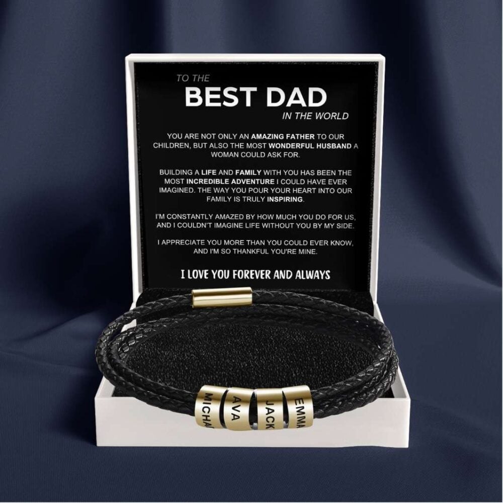Inner Circle Timeless Bracelet with Engraved Name Beads - Best Dad In The World